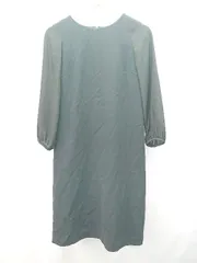 ◇ INDIVI インディヴィ バックファスナー シアー袖 大人っぽい 長袖 ロング ワンピース サイズ36 ブラック レディース E  【1308160053881】