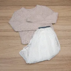 ◇ 《 OLIVE des OLIVE まとめ2点セット サイズM・F ラウンドネック ラメ ウエストゴム セーター スカート レディース 》 E  【1308160057537】