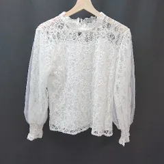 ◇ Futier land フューティアランド Uネック レース 裏地 シンプル オシャレ 長袖 ブラウス サイズL ホワイト レディース E  【1308160060162】