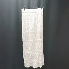 ◇ MERCURYDUO マーキュリーデュオ ウエストゴム 裏地 ニット 薄手 膝丈 タイト スカート サイズF ホワイト レディース E  【1308160061732】