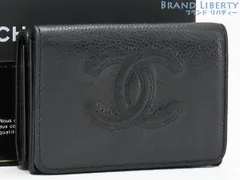 【美品】シャネル　CHANEL　ココマーク　キャビアスキン　スモール フラップ ウォレット　三つ折り財布　コンパクト財布　ブラック　グレインドカーフスキン　A70796