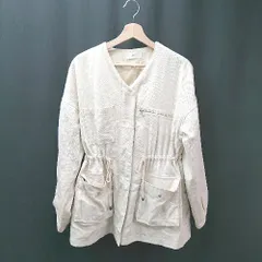 ◇ select moca ヘリンボーン ドローコード ノーカラー ジップアップ 長袖 ブルゾン サイズM ベージュ レディース E  【1308160062807】