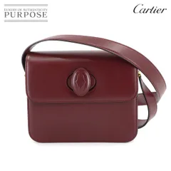 新品同様 カルティエ Cartier マストライン ショルダー バッグ レザー ボルドー ゴールド 金具 Must Line Shoulder Bag 90305729