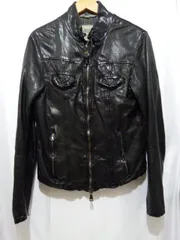 GIORGIO BRATO ジョルジオブラット フルジップラムレザージャケット ライダース 羊皮 イタリア製 サイズ46 ブラック メンズ トップス