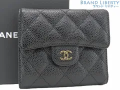 【新古品】シャネル　CHANEL　ココマーク　マトラッセ　キャビアスキン　スモールフラップウォレット　三つ折り財布　コンパクト財布　ブラック ゴールド金具　グレインドカーフスキン　A82288 AP0231