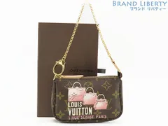 【新古品】ルイヴィトン　LOUIS VUITTON　モノグラム　ミニ ポシェット アクセソワール　アクセサリーポーチ　ハンドポーチ　バッグプリント　ダークブラウン ピンク　M60245
