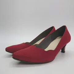 ◇ JELLY BEANS カジュアル シンプル スカラップ リングソール パンプス サイズ22.0 レッド レディース E  【1308160068540】