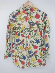 ◇ RODEO CROWNS ロデオクラウンズ 総柄 カラフル 長袖 シャツ サイズS クリーム アイボリー系 マルチ レディース P  【1308160072837】