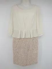 ◇ ◎ UNTITLED アンタイトル 切替 シアー ツイード風 長袖 ミニ ワンピース サイズ2 アイボリー オレンジ系 レディース P  【1308160072622】