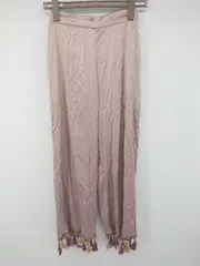 ◇ Romansual サテン調 フリンジ キレイめ パンツ サイズM スモーキーピンク系 レディース P  【1308160073261】