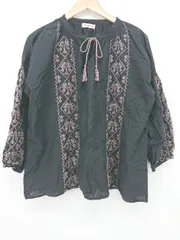 ◇ SM2 サマンサ モスモス 刺繍 ナチュラル 長袖 ブラウス カットソー サイズF ブラック レディース P  【1308160074060】