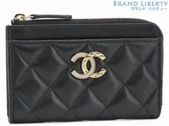 【激レア未使用】シャネル　CHANEL　マトラッセ　ココマーク　ラインストーン ストラス　ジップカードケース　フラグメントケース　カードケース　パスケース　コインケース　コインパース　コンパクト財布　ブラック ゴールド金具　ラムスキン　AP4344
