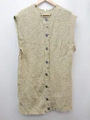 ◇ JEANASIS ジーナシス コットン ダメージ加工 ニット ベスト サイズF ベージュ系 レディース P  【1308160075883】