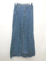 ◇ AZUL BY MOUSSY カットオフ ハイウエスト ワイド デニム ジーンズ パンツ サイズM ネイビー レディース P  【1308160075838】