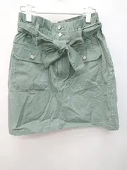 ◇ ◎ ●美品● TOMMY JEANS ミリタリー系 ウエストゴム ミニ 台形 スカート サイズM グリーン系 レディース P  【1308160078747】