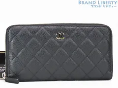 【ほぼ新品】シャネル　CHANEL　マトラッセ　ココマーク　キャビアスキン ラウンドファスナー 長財布　ブラック シルバー金具　グレインドカーフスキン　A50097