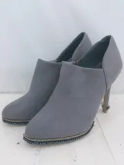 ◇ RANDA ランダ 装飾 ビジュー ポインテッドトゥ サイドジップ ハイヒール パンプス サイズL グレー系 レディース P  【1308160080610】