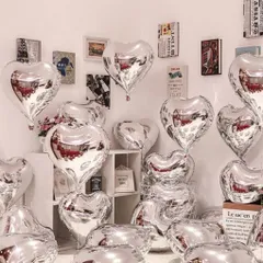 ハート　アルミ　バルーン　【10個】約40cm　ブルー　  ローズゴールド　シルバー　イベント企画　アニバーサリー　誕生日　飾り付け　結婚式　二次会　まとめ売り