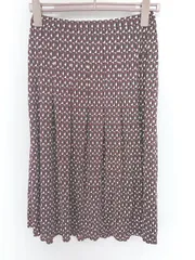 ◇ TRANS WORK トランスワーク 総柄 レトロ 膝下丈 フレア スカート サイズ38 ボルドー マルチ レディース P  【1308160082492】