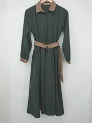 ◇ ◎ ems excite エムズエキサイト ベルト付 大人女子 長袖 ロング ワンピース サイズF ブラック レディース P  【1308160082447】