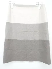◇ COUP DE CHANCE クード シャンス 大人女子 シンプル 膝丈 タイト スカート サイズ36 グレー アイボリー レディース P  【1308160081990】