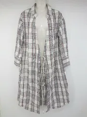 ◇ cepo セポ チェック 長袖 ロング ガウン カーディガン サイズM ホワイト マルチ レディース P  【1308160081853】