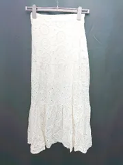 ◇ jumelle ジュメロ 総柄 ウエストゴム ロング フレア スカート サイズF アイボリー系 レディース P  【1308160083918】