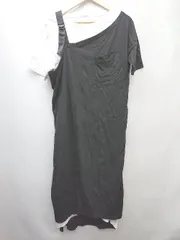 ◇ RADIATE シンプル ワンショルダー スリット 半袖 ロング ワンピース サイズF ブラック ホワイト レディース P  【1308160084403】