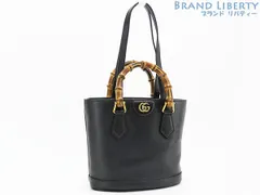 【未使用】グッチ　GUCCI　バンブー　ダイアナ スモール トートバッグ　2WAY ハンドバッグ　ショルダーバッグ　ブラック　レザー　750396