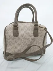 ◇ Reurie' レウリィ 2WAY ロゴマーク デイリー使い ショルダー ハンド バッグ ベージュ ブラウン系 レディース P  【1308160085646】