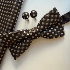 ⑤-5  蝶ネクタイ　ポケットチーフ　カフス3点セット
