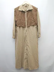 ◇ COTORICA コトリカ ニット ケープ おしゃれ 長袖 ロング ワンピース サイズF ベージュ ブラウン レディース P  【1308160089835】