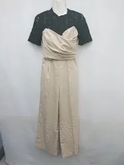 ◇ FREE'S MART レース 切替 大人女子 ワイドパンツ オールインワン サイズM ベージュ ブラック レディース P  【1308160089545】