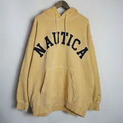 22SS NAUTICA ノーティカ ノーチカ Sweat Hoodie スウェット プルオーバー フード パーカー アーチ ロゴ 221-1220 黄色 XL 407P★4