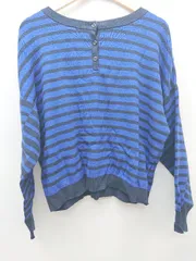 ◇ niko and … ニコアンド ボーダー 長袖 ニット セーター サイズ4 ブルー ブラック レディース P  【1308240001443】