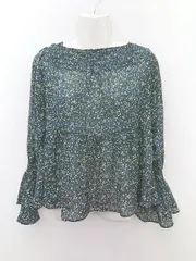 ◇ N. Natural Beauty Basic 花柄 ガーリー 長袖 ブラウス カットソー サイズM ネイビー系 マルチ レディース P  【1308240002150】