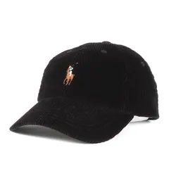 【美品】POLO Ralph Lauren ポロ ラルフローレン キャップ サイズ:ONE SIZE | 現行モデル | 太畝コーデュロイ 6パネル キャップ (CLS SPRT CAP) | ブラック 黒 | ブランド 帽子【メンズ】【中古】