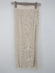 ◇ JEANASIS ジーナシス 光沢 サテン調 ロング チュール プリーツ スカート サイズF アイボリー クリーム系 レディース P  【1308240003010】