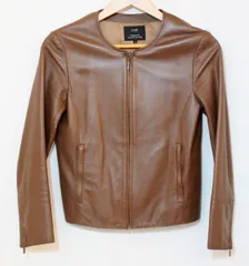 【中古】 23区 レディースシングルライダースジャケット 38 23区/羊革/シングルライダースジャケット/38/茶 ブラウン/210-5 JK.WO.LA.0307