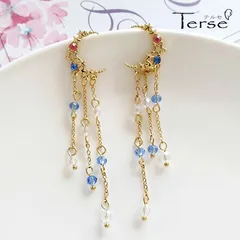 流星ピアス 三日月 月 ムーン 流れ星 星 スター ロングピアス ロングチェーン ゆらゆら 揺れる 存在感 華やか 大人女子 レディース 卒業式 入学式 プレゼント ギフト 春 新生活 お出かけ パーティー 女子会 イベント ビジュー 高級感