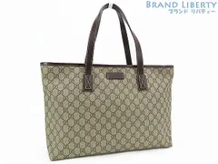 【新品同様】グッチ　GUCCI　GGスプリーム　ショルダー トートバッグ　ハンドバッグ　ベージュ ダークブラウン　PVC レザー　211137