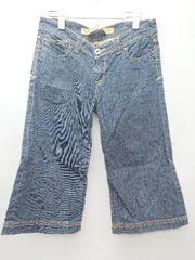 ◇ YANUK ヤヌーク クロップド丈 シンプル ハーフ デニム パンツ サイズ27 ネイビー レディース P  【1308240010087】