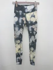 ◇ adidas アディダス 総柄 ヨガ ストレッチ レギンス パンツ サイズXS ダークグレー イエロー系 マルチ レディース P  【1308240011442】