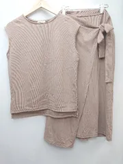 ◇ natural couture シンプル 無地 ロング カットソー スカート セットアップ 上下 サイズF ブラウン系 レディース P  【1308240011176】のサムネイル