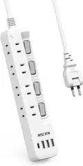 Mscien 電源タップ usb付き 8個AC口 1個usbc 3個usba 延長コード 3m 雷ガード usb コンセント oa スイッチ付き 壁掛け たこあしコンセント テーブル マルチタップ スイングプラグ おしゃれ (3M)