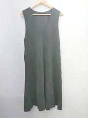 ◇ UNIQLO ユニクロ シンプル Vネック ノースリーブ 膝下丈 ワンピース サイズM グレー レディース P  【1308240013835】