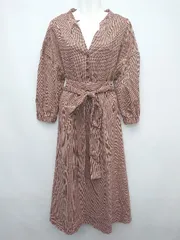 ◇ ◎ person&people パーソンアンドピープル ガンクラブ 長袖 ロング ワンピース サイズF レッド ベージュ系 レディース P  【1308240013026】のサムネイル
