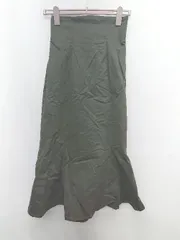 ◇ natural couture ウエストゴム 大人女子 ロング フレア スカート サイズS ダークカーキ レディース P  【1308240012883】