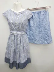 ◇ ◎ KUMIKYOKU 組曲 ストライプ 半袖 ミニ ワンピース サイズS1 ホワイト ネイビー系 レディース P  【1308240017680】