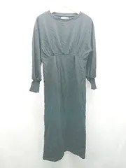 ◇ Bonjour Sagan ラウンドネック オーバーサイズ カジュアル 長袖 ロング丈 ワンピース サイズF ブラック レディース E  【1308290000328】